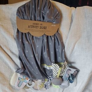 Demdaco Gray Mommy & Me Activity Scarf with Playful Designs